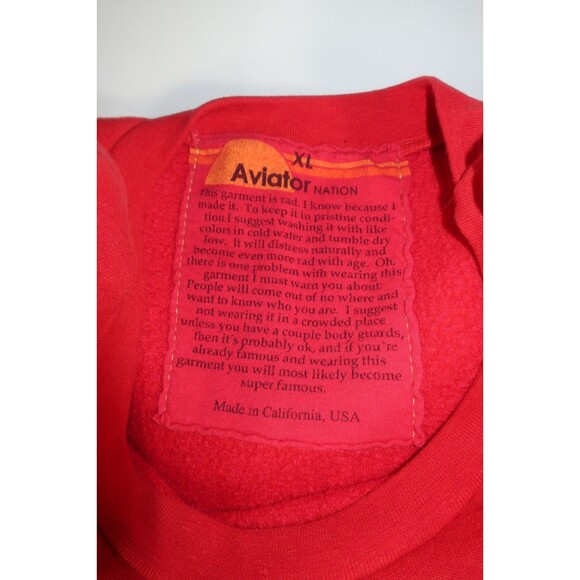 Aviator Nation Red & White Lightning Bolt Crewneck Sweatshirt Men's Size Large - Picture 6 of 11